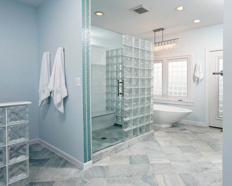 Glass Block Walls Windows Highlight Modern Bath Remodel Modern Bathroom Dc Metro By Michael Nash Design Build Homes Houzz