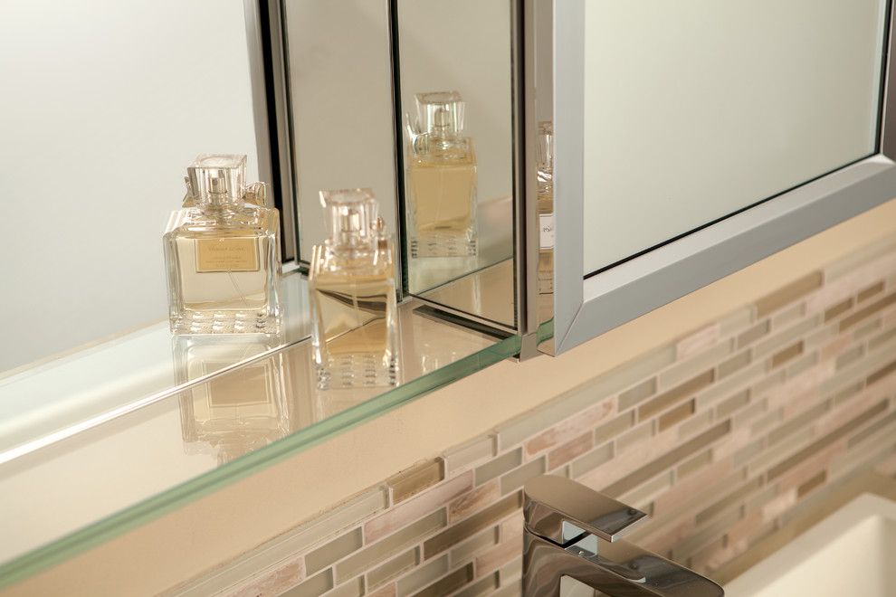 GlassCrafters' Center Mirror Glass Shelf with Trinity - Framed Mirrored ...