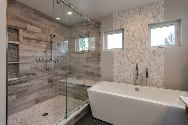 Gorgeous Custom Bathroom with Extra Large Shower - Contemporary - Bathroom  - Denver - by JM Kitchen & Bath Design | Houzz UK