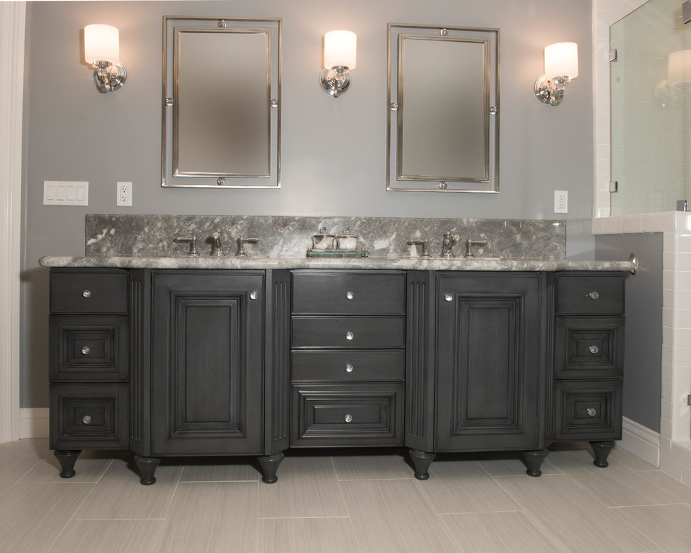 Gray and Black Bathroom Remodel Farmhouse Bathroom San Francisco