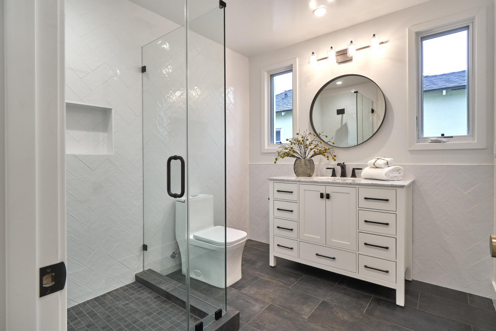 Gray and White Bathroom - Modern - Bathroom - Los Angeles - by Riki S ...