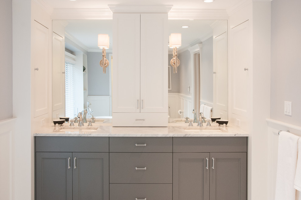 Gray and White Modern Master Bath Double Vanity - Modern - Bathroom ...