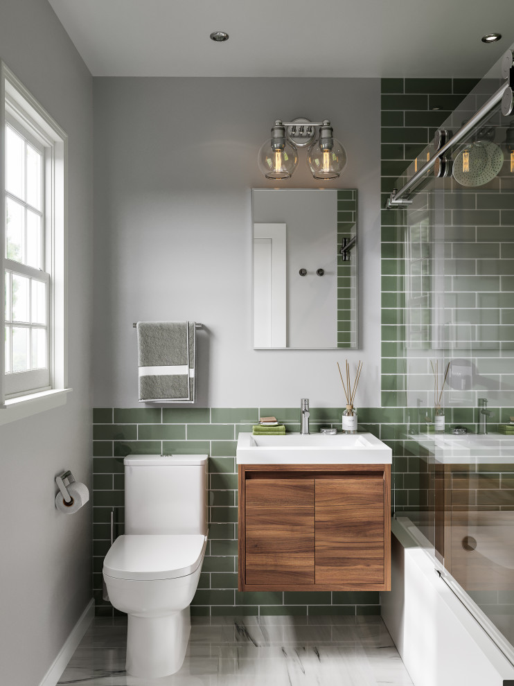 Green Modern Bathroom New York by The One Remodeling inc. Houzz