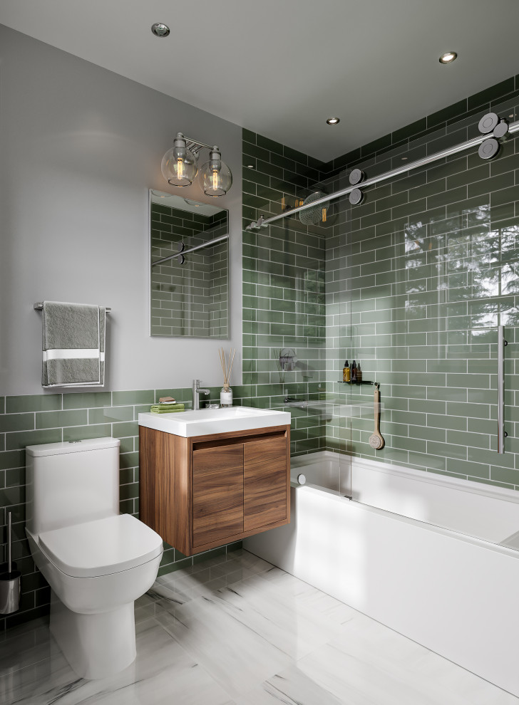 Green Modern Bathroom New York by The One Remodeling inc. Houzz