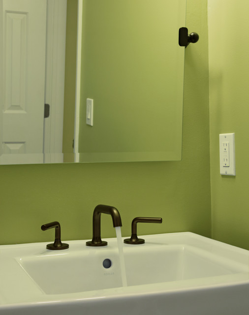 Green with Powder Room Envy Contemporary Bathroom New York by