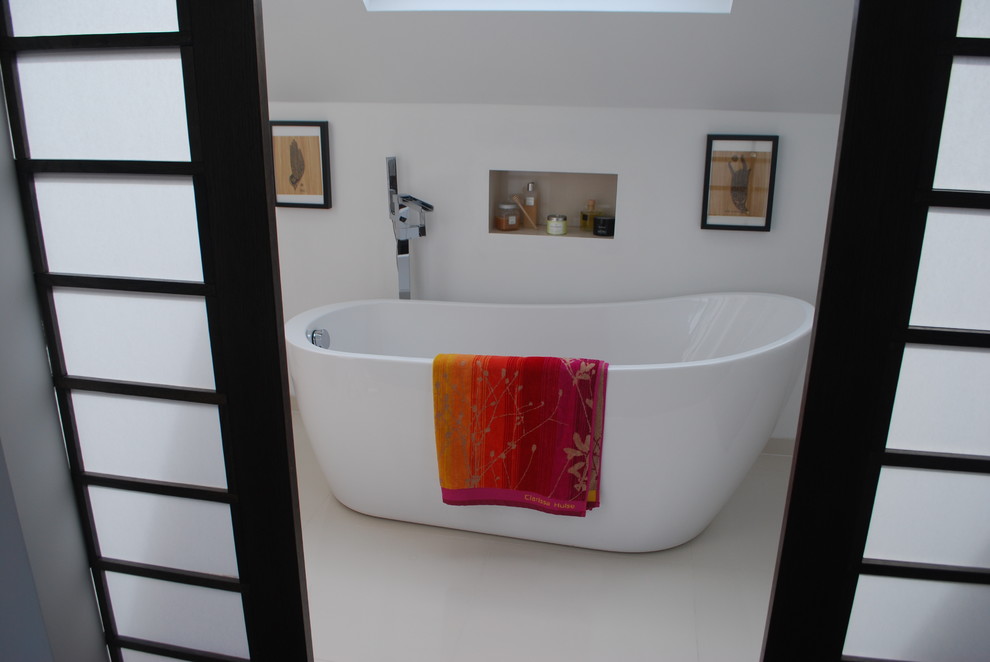 Design ideas for a world-inspired bathroom in London.