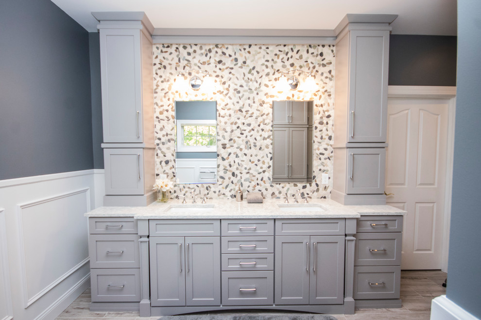 Grey and White Master Bathroom Suite Modern Bathroom Providence
