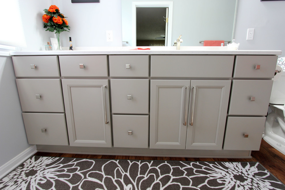Grey Bathroom Vanity with Hamper Cabinet and Cambria Swanbridge