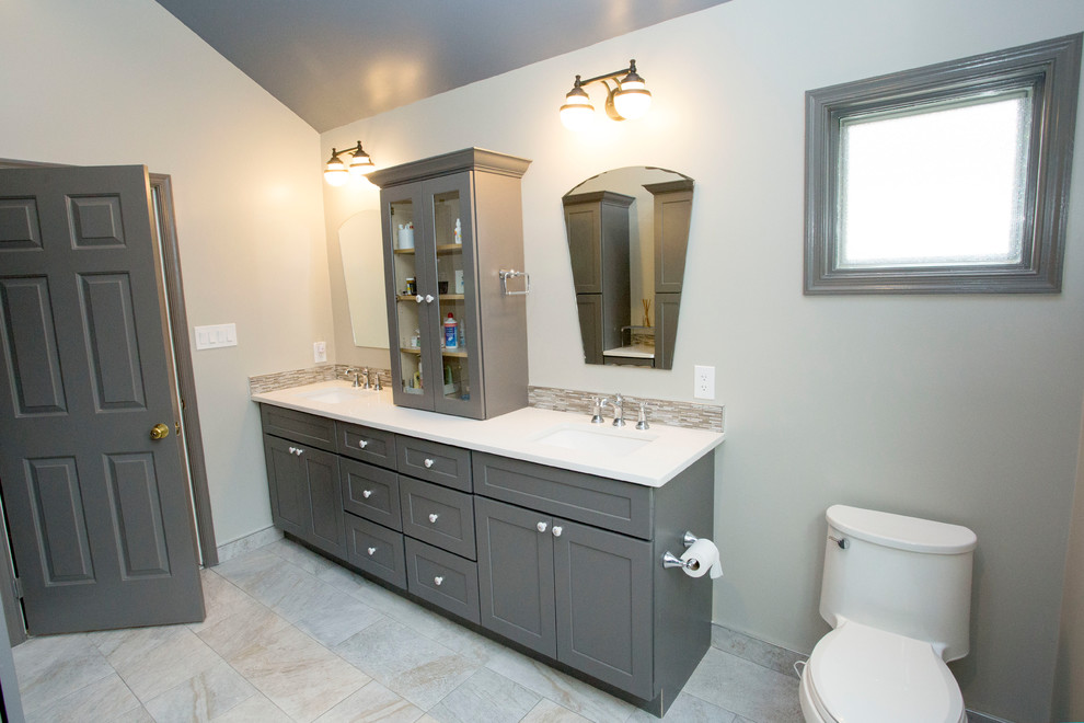 Example of a transitional master bathroom design in DC Metro