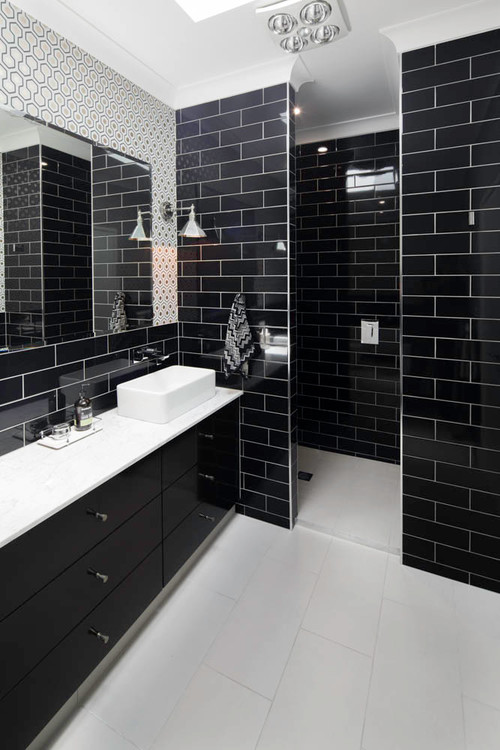 Dramatic Modern Vibes with Black Subway Tiles