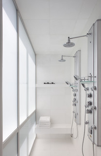 Master Shower with Floating Bench - Premier Design Custom Homes