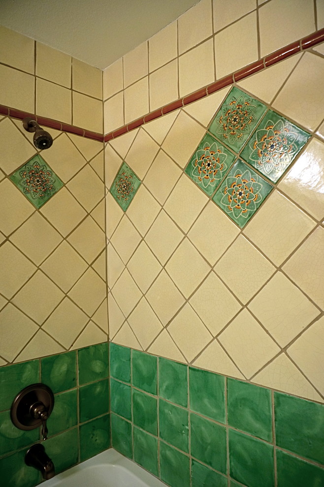 Tuscan green tile bathroom photo in San Diego