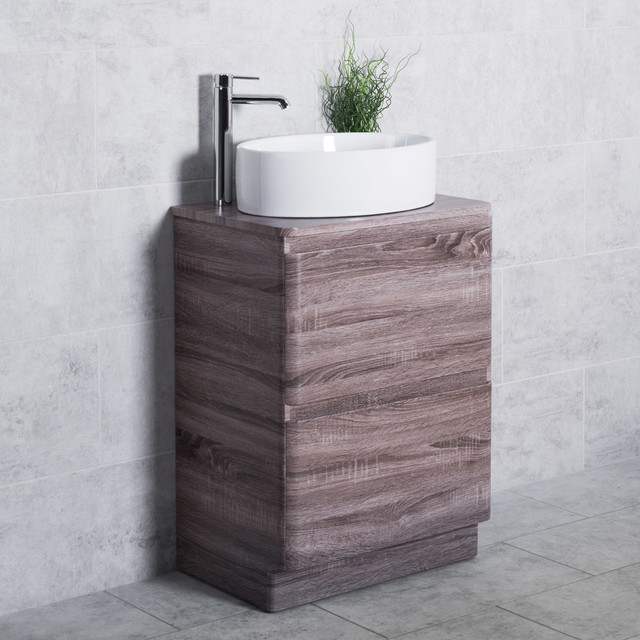 Harmony Oak 600mm Vanity Unit & Toki Countertop Basin Rustic