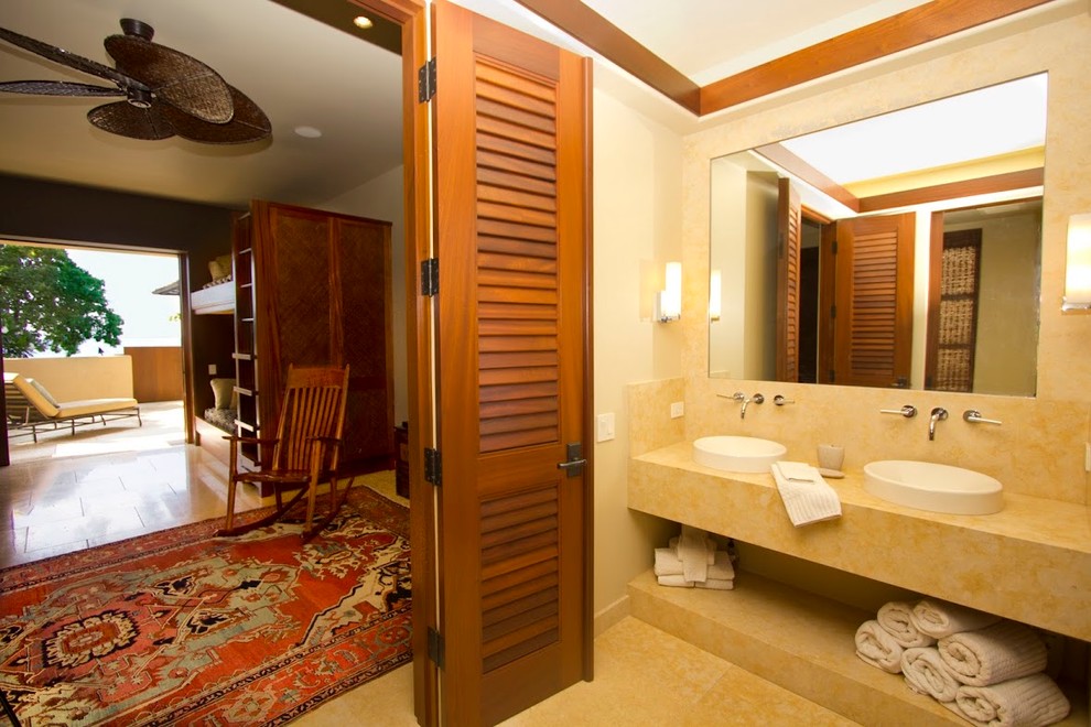 Идея дизайна: ванная комната в морском стиле