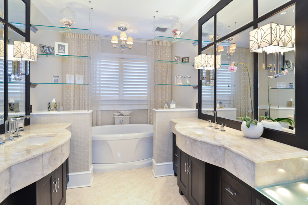 Photo of a classic bathroom in Chicago with a freestanding bath.
