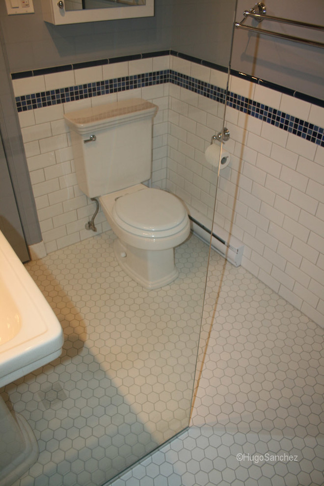 Hexagonal shower floor tiles Traditional Bathroom Montreal by