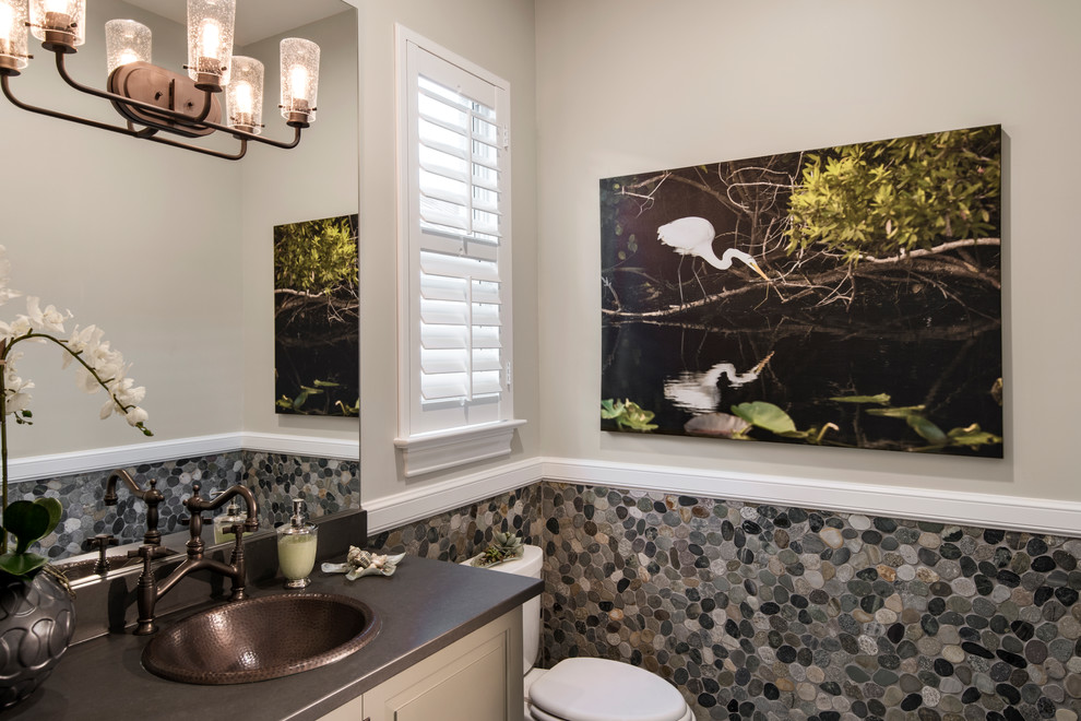 Bathroom - coastal bathroom idea in Miami with gray walls
