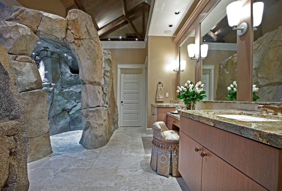 Traditional bathroom in Seattle with a submerged sink.