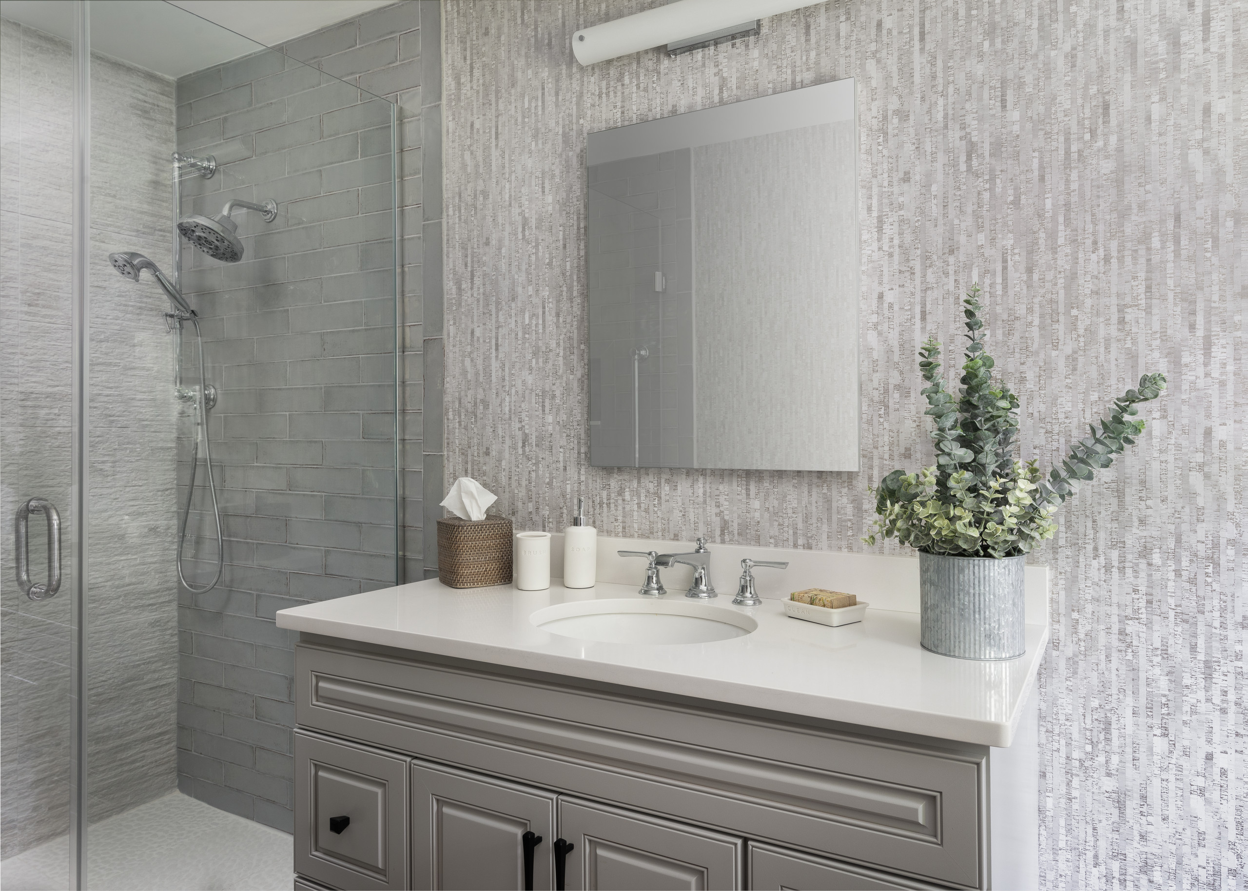 75 Beautiful Gray Tile Wallpaper Bathroom Pictures Ideas March 21 Houzz 75 Beautiful Gray Tile Wallpaper Bathroom Pictures Ideas March 21 Houzz