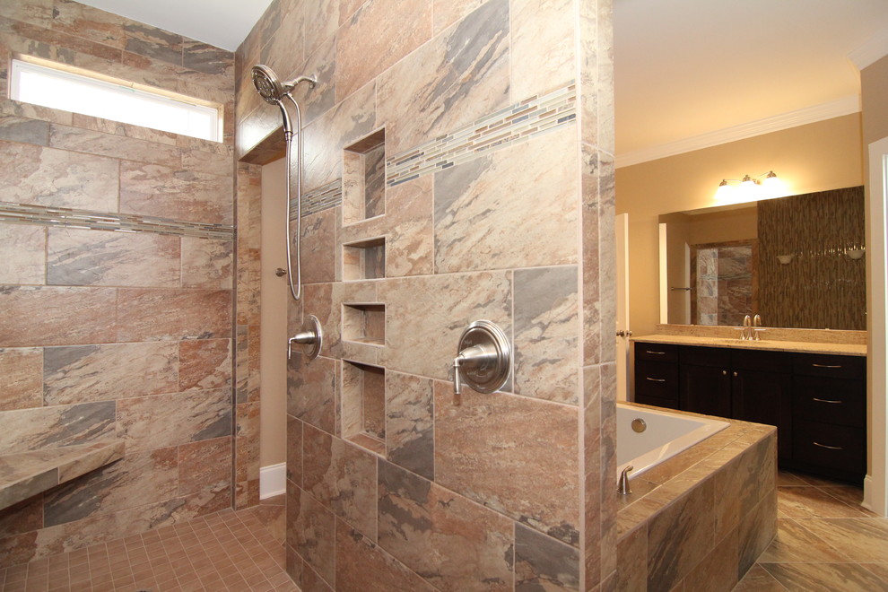His and her shower Transitional Bathroom Raleigh by Stanton