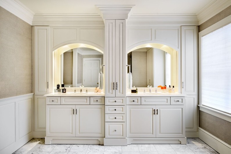 His and Hers Vanities Traditional Bathroom Portland Maine by