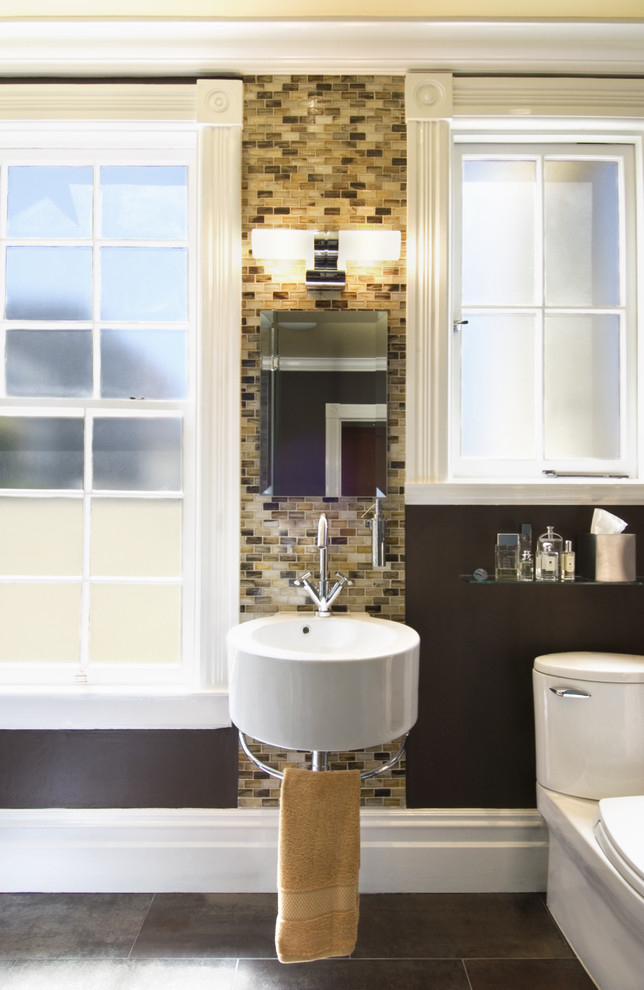 Bathroom - contemporary bathroom idea in San Francisco with a wall-mount sink