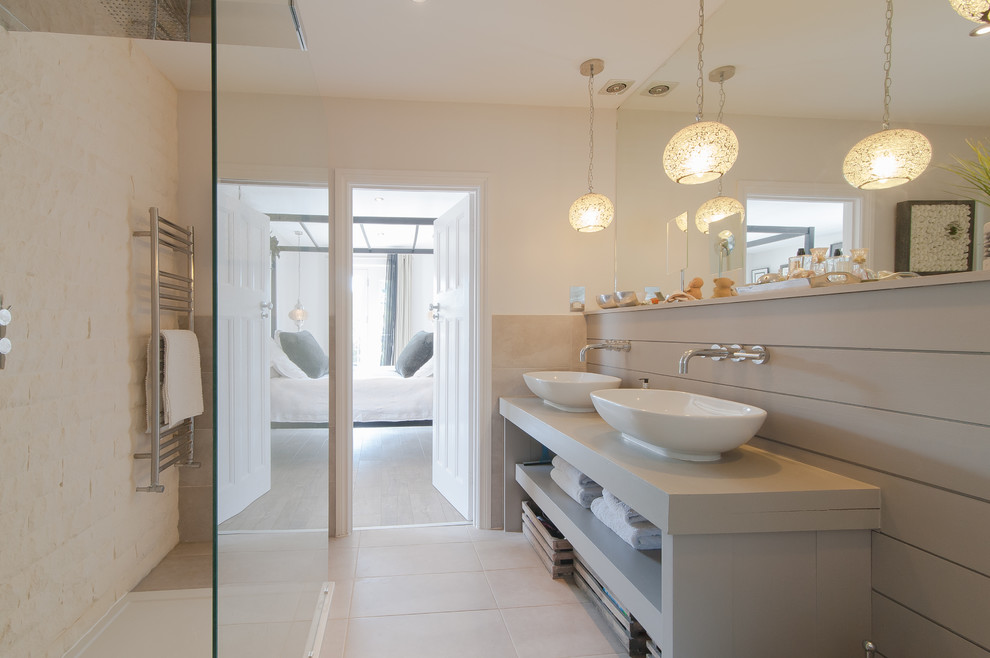 Example of a transitional bathroom design in Surrey