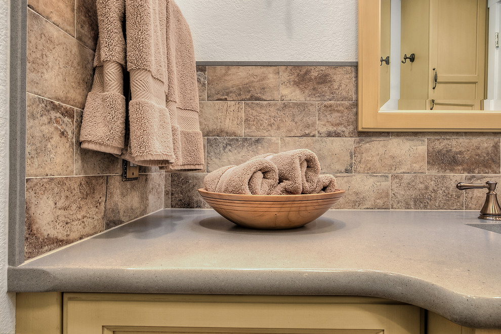 Honed Countertop Traditional Bathroom Seattle by ctm Remodel