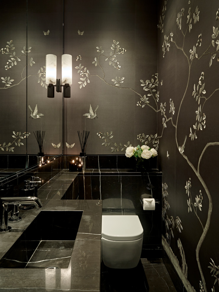Inspiration for a contemporary powder room remodel in London
