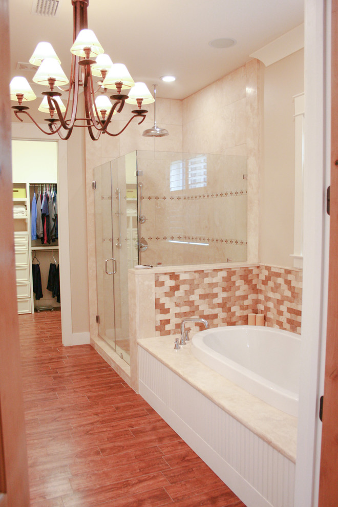 Inspiration for a classic bathroom in Miami with medium hardwood flooring.