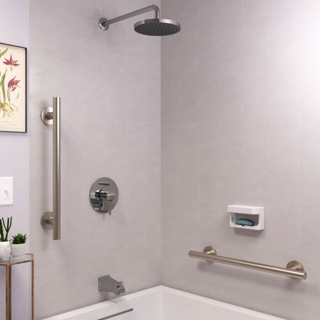 Infinity Grab Bars in Brushed Nickel Modern Bathroom Denver by