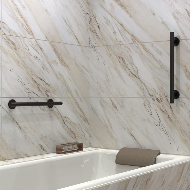 Infinity Grab Bars in Oil Rubbed Bronze Modern Bathroom