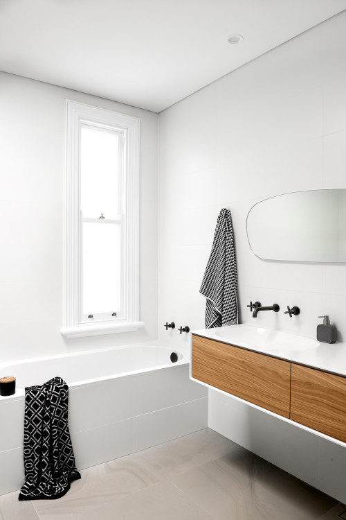White and Wood Harmony in a Scandinavian Bathroom