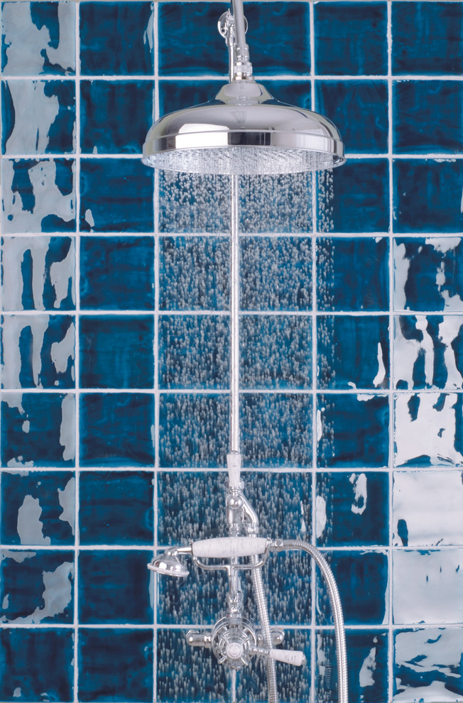 Intense Blue Shower Wall Tiles Mediterranean Bathroom Dublin by TileStyle Houzz