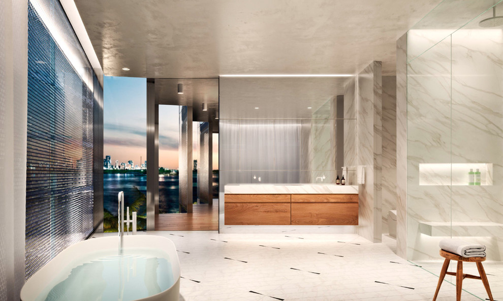 This is an example of a contemporary bathroom in Miami.