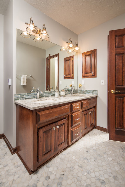 Jack and Jill Classic Bathroom with Hex Tile - Traditional - Bathroom ...