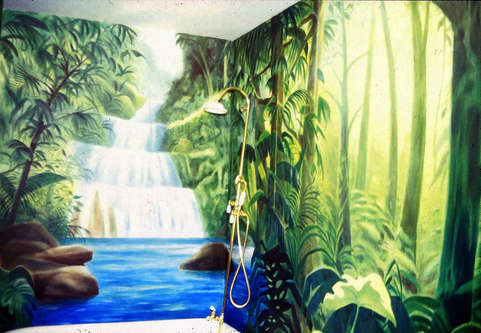 Jungle Bathroom Mural Tropical Bathroom San Francisco by Lazure