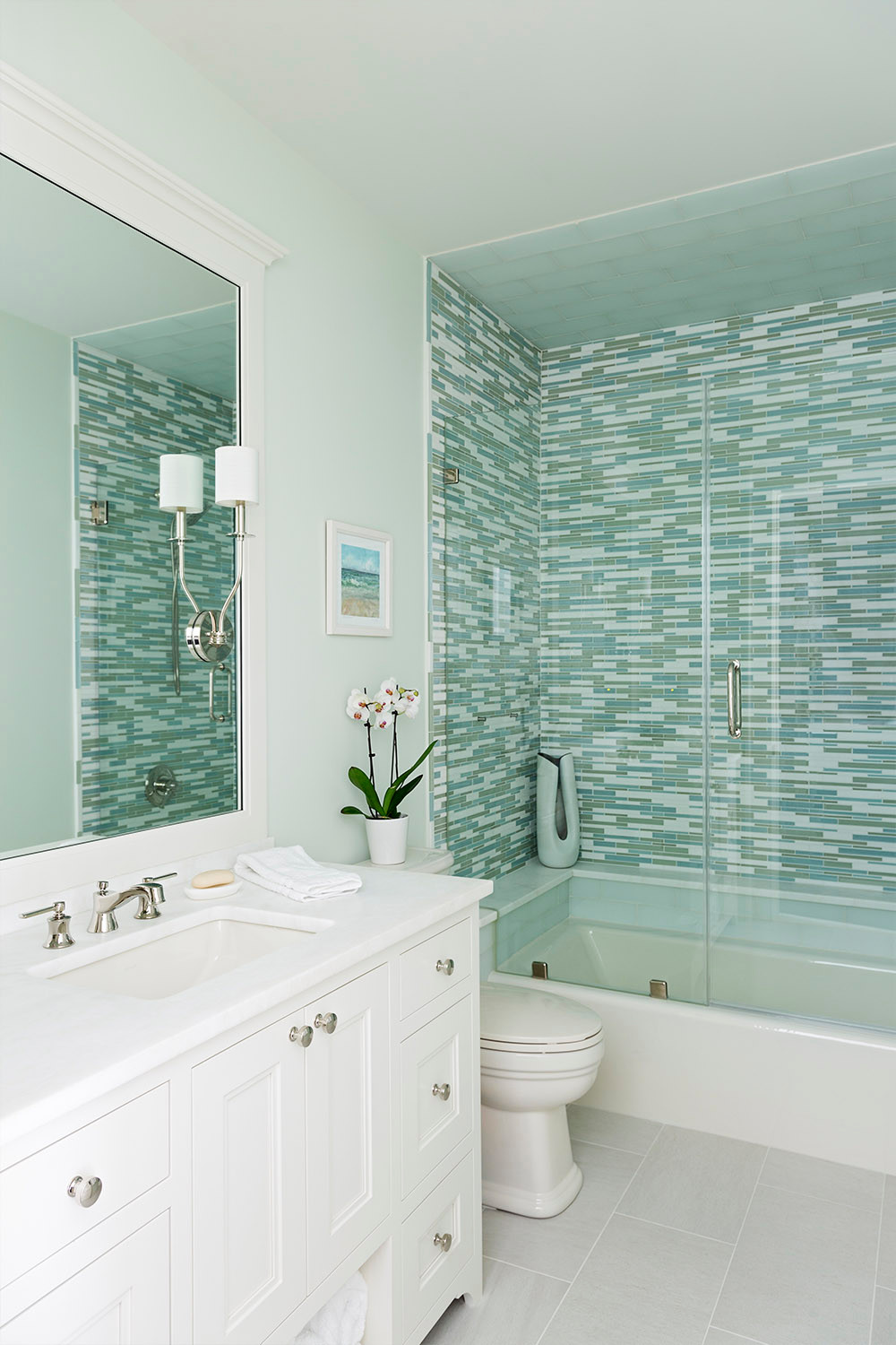 75 Beautiful Matchstick Tile Bathroom With Green Walls Pictures Ideas April 2021 Houzz