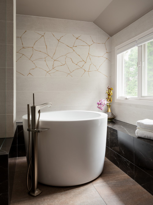 Transcend Ordinary Design: Transitional Bathroom with Round Freestanding Bathtub - Creative Ideas