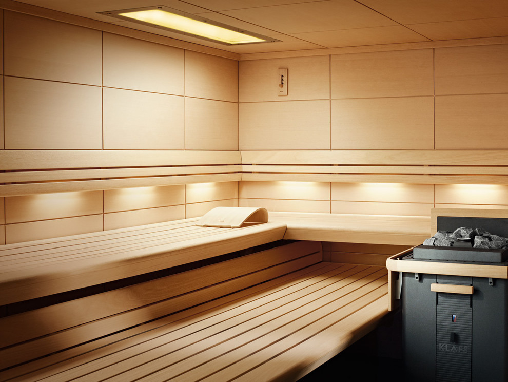 KLAFS "Lounge" Sauna Cabin Interior Detail Modern Bathroom Austin