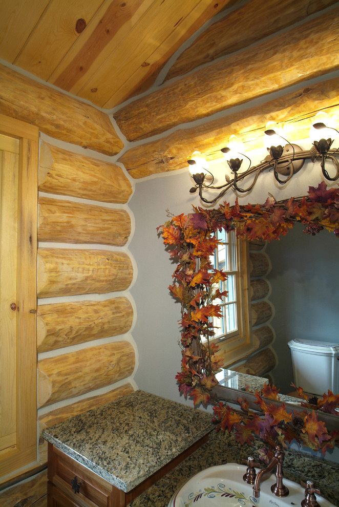 Immagine di una stanza da bagno rustica