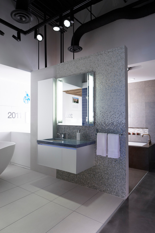 Kohler Bathroom Vanity with Ann Sacks Tile Contemporary Bathroom