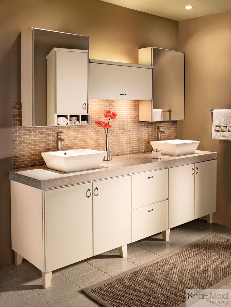 KraftMaid Thermofoil Door in Cream Contemporary Bathroom Detroit