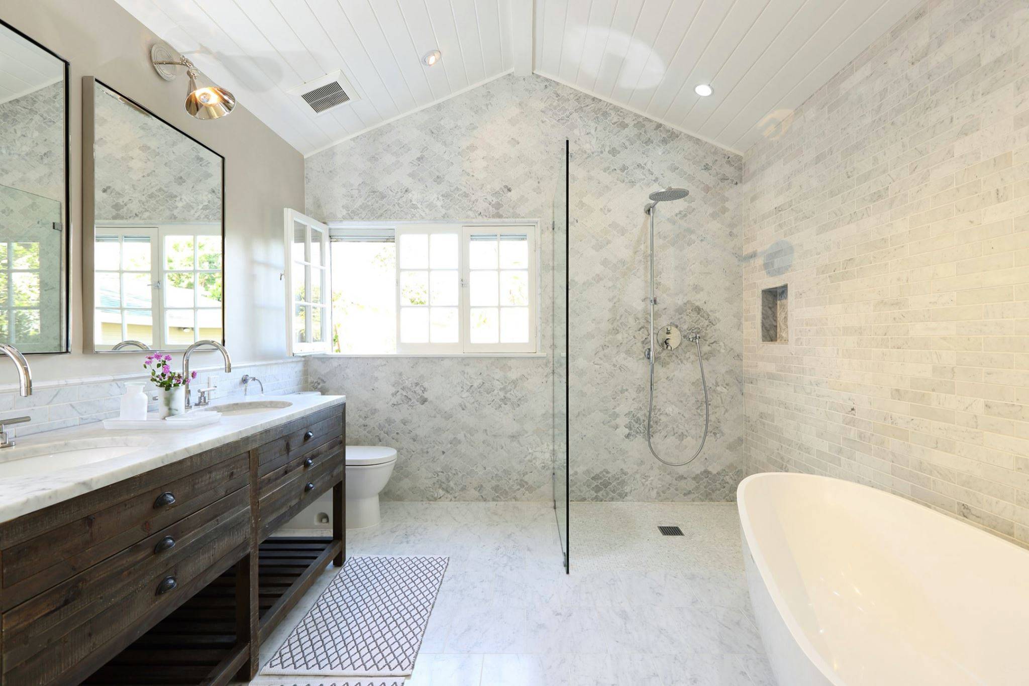 Open Concept Bathroom with Doorless, Curbless Showers - Normandy Remodeling