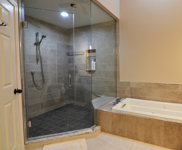 L Shaped Master Bathroom with Spa Shower in Naperville, IL by Adam