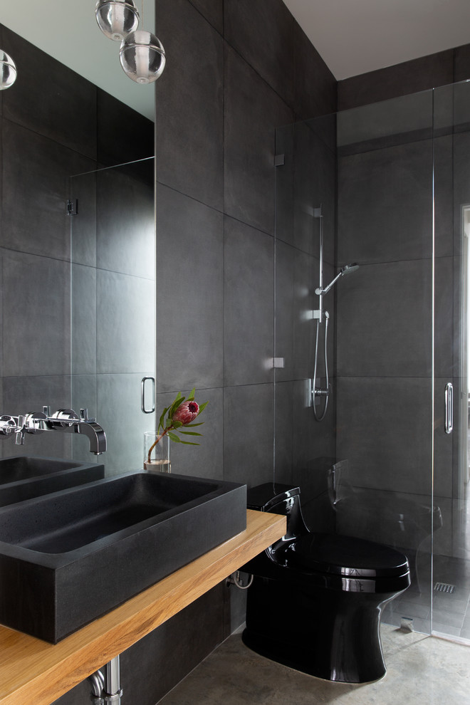 Пример оригинального дизайна: ванная комната в стиле модернизм