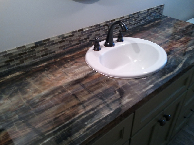 laminate countertop in bathroom