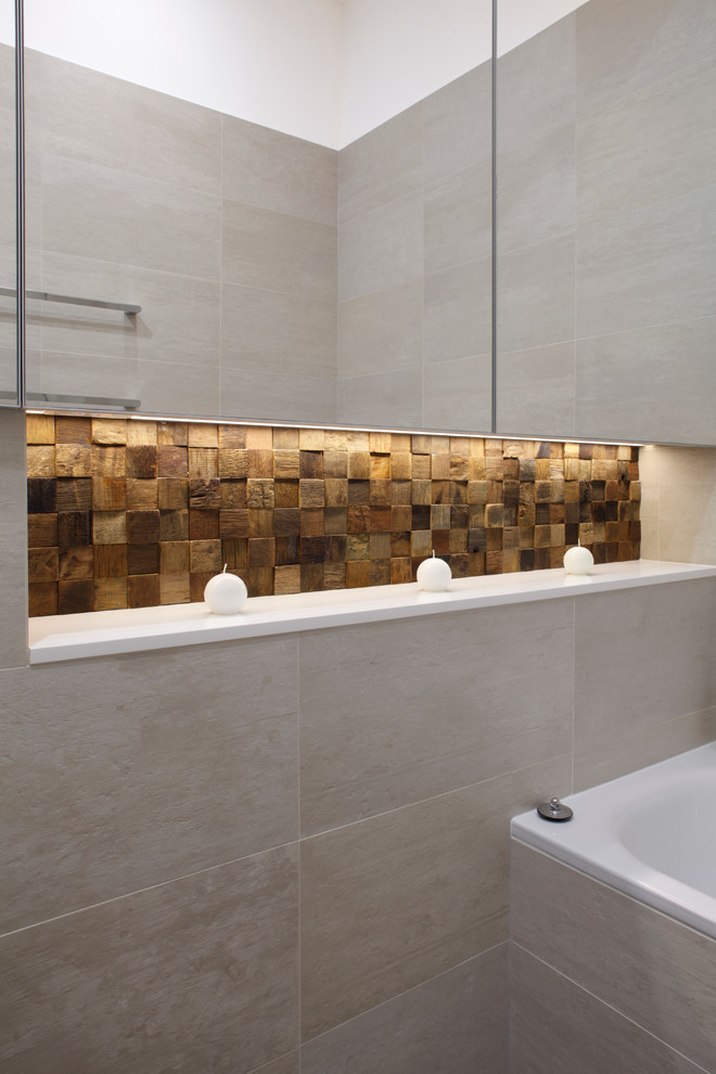 Bathroom - large modern bathroom idea in Sydney