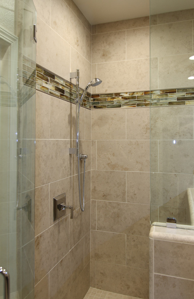 large tile shower in master bath