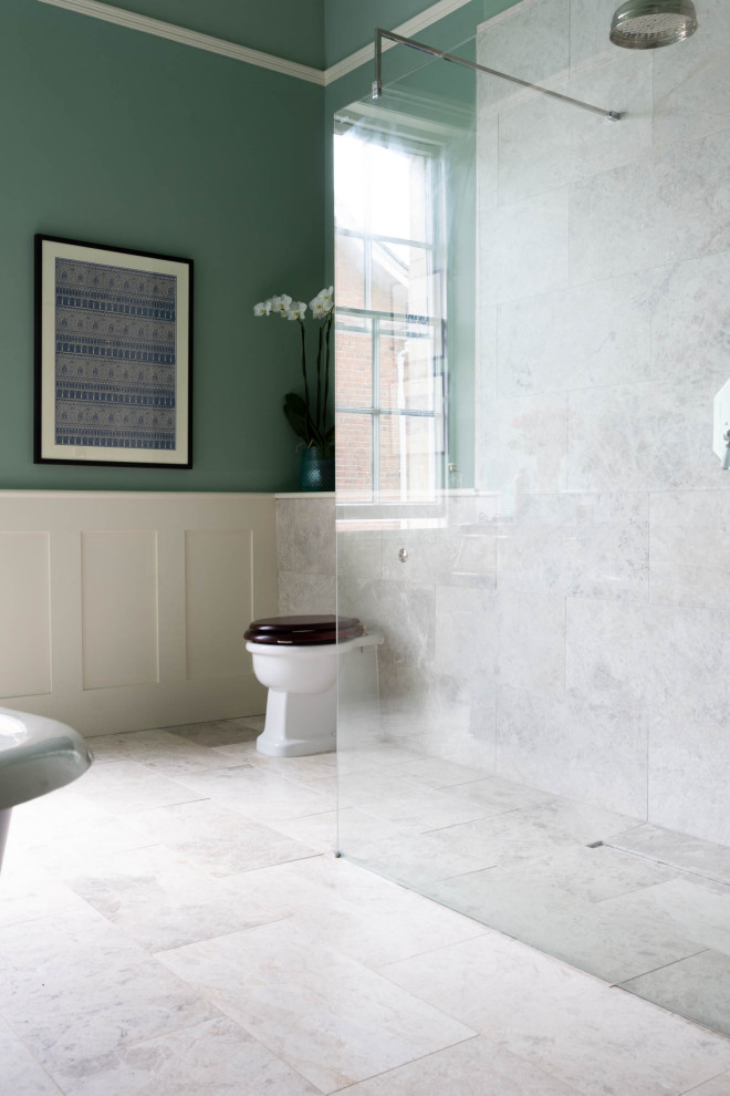 Leamington Spa Bathroom || Silver Shadow Honed Marble - Traditional ...